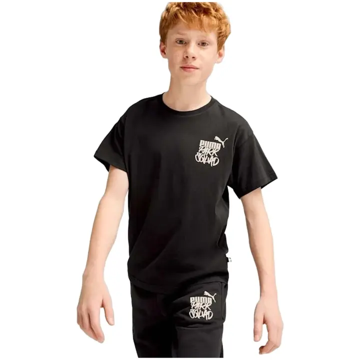 Camiseta de Manga Corta Puma Ess+ Mid 90S para niños en color negro - 1