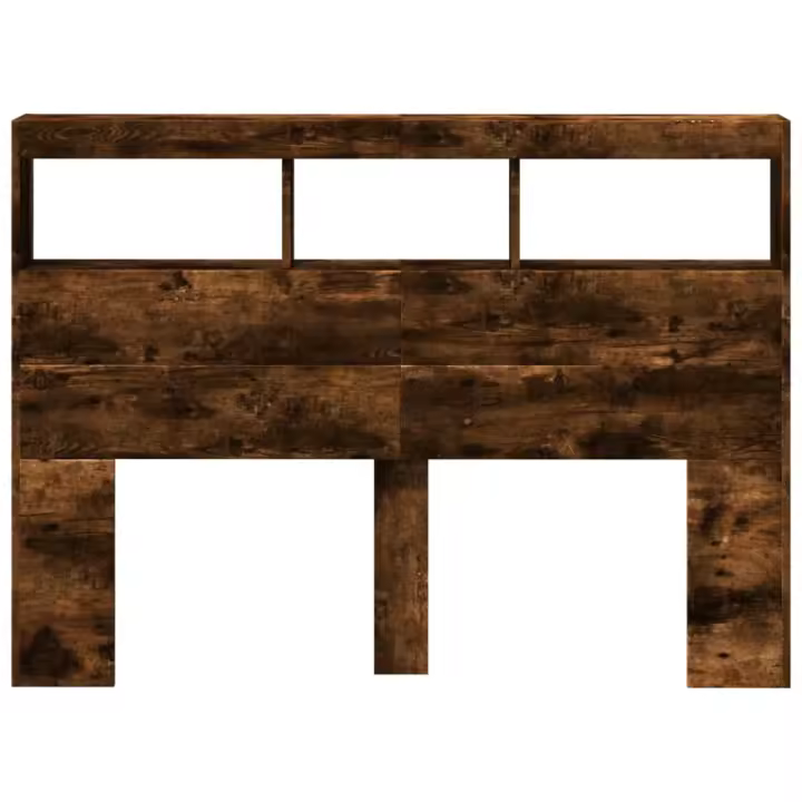 vidaXL Cabecero de cama con luz LED roble ahumado 140x17x102 cm - 1