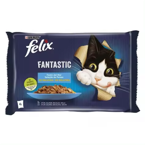 Felix Fantastic Festín Del Mar En Gelatina Para Gatos 4 X 85 Gr - 1