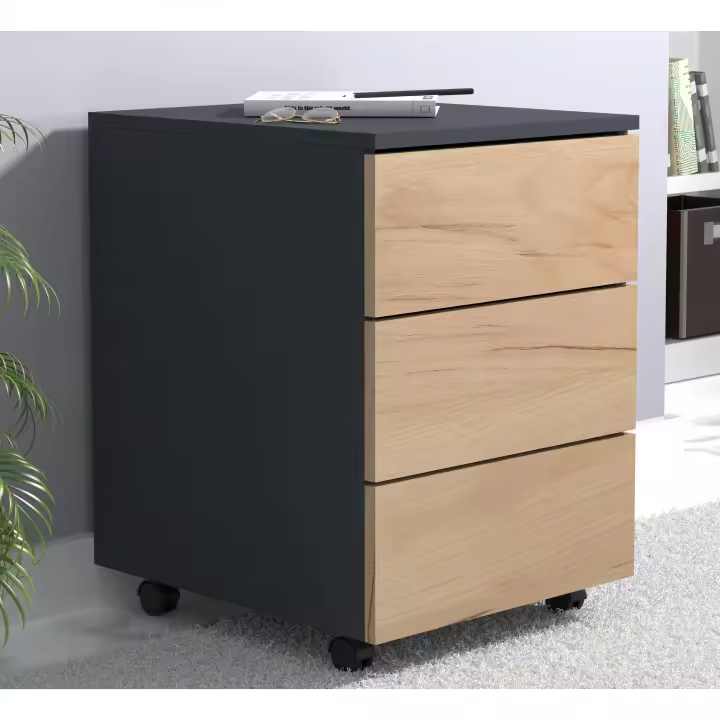 Rollcontainer | Beistellcontainer mit Schubladen |Maße ca. H. 55 x B. 39 x T. 70 cm | Bürocontainer - Dalosa 3 Schubladen - 1