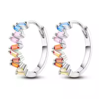 Pendientes De Aro De Plata 925 Para Mujer Con Zirconia Joyería De Moda Regalo Original Eardrop Pendientes Metálicos Tipo Aro - details 35
