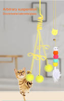 Juguete Interactivo Para Gatos Simulación De Ratón Con Cuerda Y Plumas Juego Divertido Para Gatitos Tren De Puerta Colgante Suministros Para Mascotas Material De Lana Y Plumas - details 3