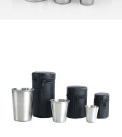 Juego De 4 Copas De Acero Inoxidable Para Viajes Prácticas Mini Tazas Para Whisky Vino Con Estuche Portátil 30ml/70ml/170ml - details 1