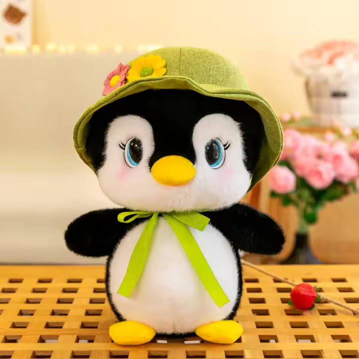 Peluche De Pingüino Redondo Nuevo Con Sombrero Juguete De Peluche De Animales De Dibujos Animados Para Niños Regalo De Cumpleaños Y Navidad - 1