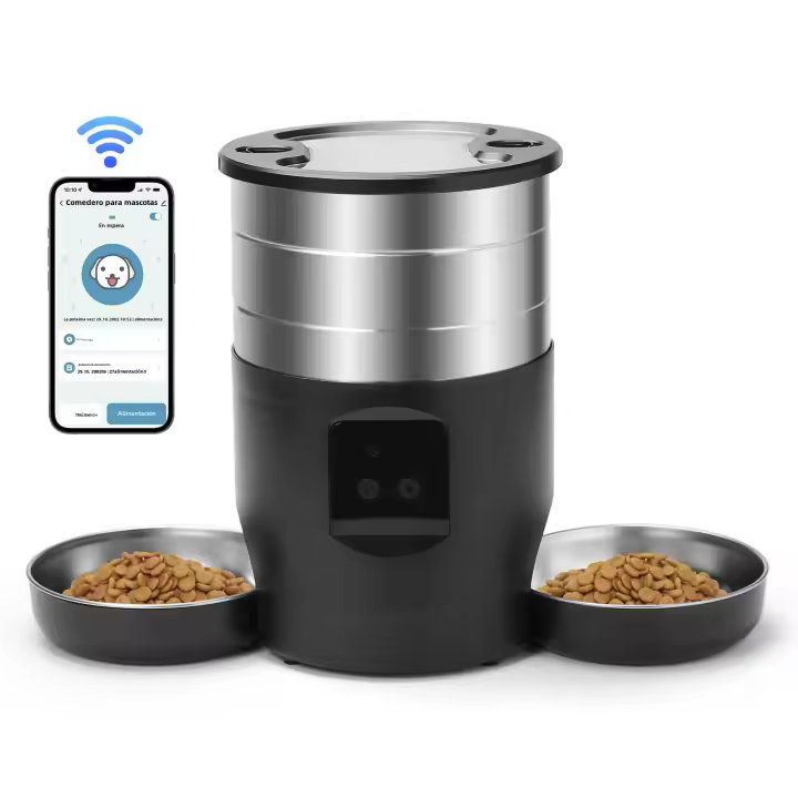 Dispensador De Alimentos Para Mascotas Tuya Inteligente 4.5L Con Grabación Y Programación Acero Inoxidable Para Gatos Y Perros Medianos - 1