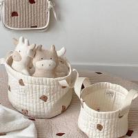Bolsa De Pañales De Algodón Con Bordado De Oso Lindo Organizador Para Bebé Recién Nacido Bolsa Para Ropa Juguetes Y Lavandería - details 4