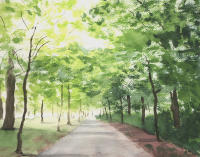 Cuadro "SENDA CLARA" Acuarela impresa Lienzo Alta Calidad Luz Camino verde amarillo claridad tranquilidad naturaleza ordenada aire limpio Arte Contemporáneo nórdico natural japandi eco minimalismo Salon Comedor Pasillo Entrada Hall Ref ANA DURAN A 136 - details 0