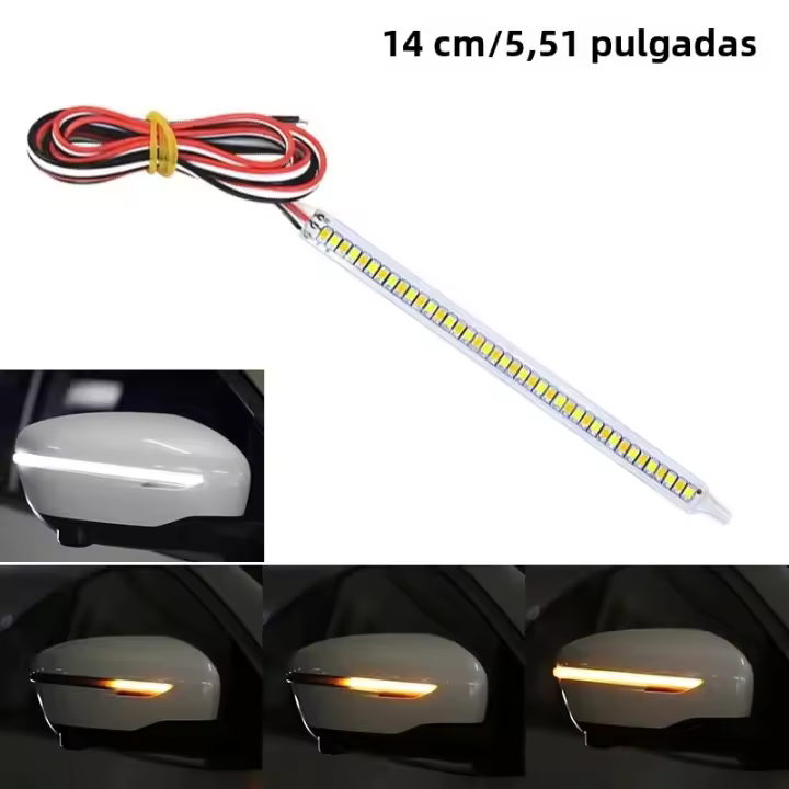 Lámpara De Señal De Espejo Retrovisor Para Coche 1/2pc Luz De Movimiento Y Encendido DRL Conversión De Guía De Volante Luz De Escaneo - 1