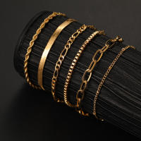 Set De 6 Pulseras Bohemio Multicapa Y Delgadas Para Mujer En Color Oro Metálico Accesorios De Joyería De Verano Y2K Clasico Minimalista Con Cierre De Cangrejo - details 2