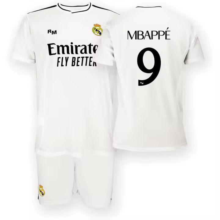 Real Madrid Conjunto Camiseta y Pantalón Mbappe 9 Temporada 2024-2025 Niño - 1