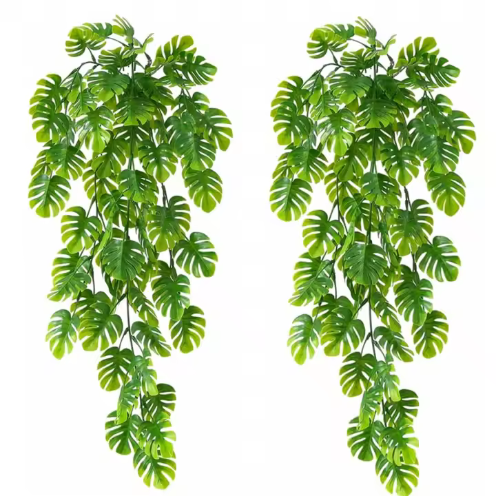 Planta Artificial De Monstera Colgante Falsa Con Hojas De Palma Y Hierba De Iva Para Decoración De Exposiciones Y Jardines - 1
