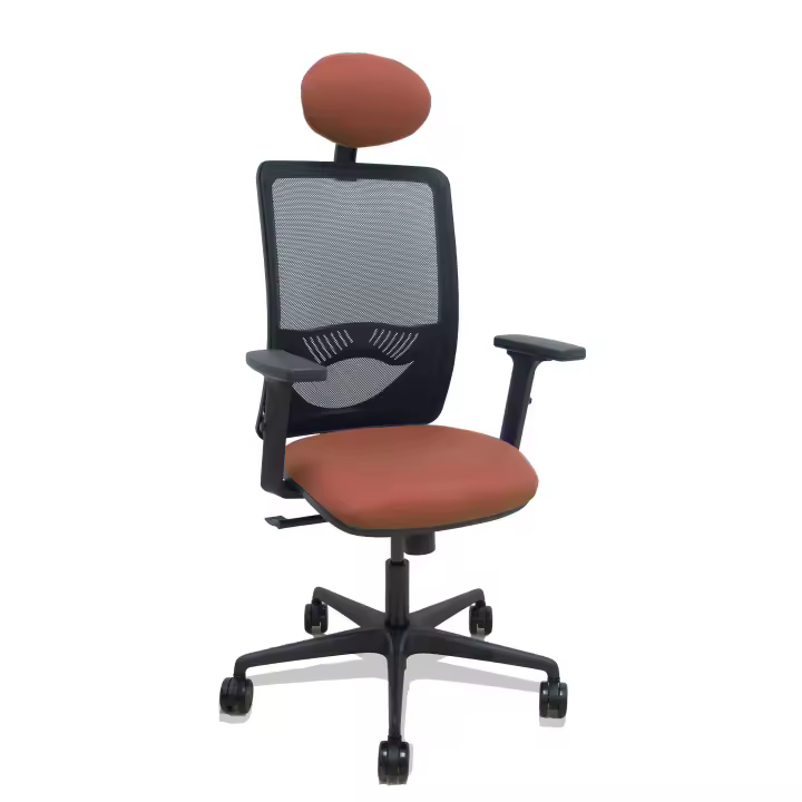 Silla Zulema sincro malla negra asiento bali marrón brazos 2D ruedas 65mm cabecero - 1