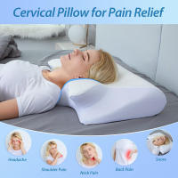 Almohada Cervical de espuma viscoelástica, almohada ortopédica de contorno ergonómico 2 en 1 para el dolor de cuello, almohadas de soporte contorneadas, 1 unidad - details 4