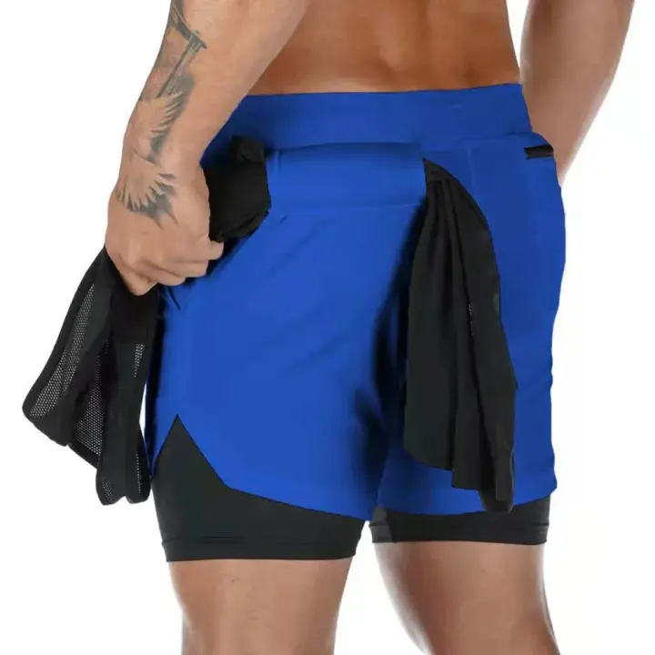 Shorts De Gimnasio Para Hombre 2 En 1 Ropa Deportiva De Entrenamiento Rápida Secado Para Correr Y Yoga Pantalones De Baloncesto - 1