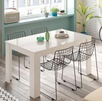 Meimon Mesa de comedor extensible KENDRA en color Blanco Artik, fabricada en tablero de partículas melaminizado TIPO E1 con cantos de PVC, apertura mediante guías metálicas, tacos ABS y cierre metálico; medidas 140-190x90x78 cm - details 1