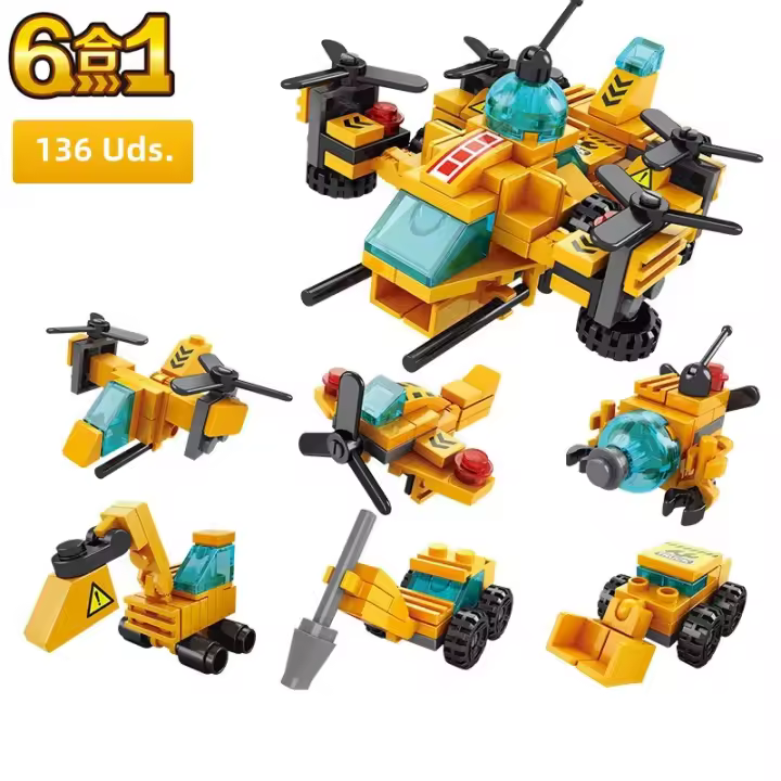 Bloques De Construcción Mini Camión Grúa Helicóptero 6en1 Modelo Clásico De Avión Juguete De Crea Para Niños Y Adultos - 1