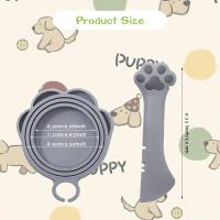 Tapas para latas de comida para mascotas, tapas para cucharas de comida para gatos, abridor con linda forma de pata, espátula de silicona para almacenamiento de perros (gris) - details 1