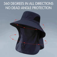 Sombrero De Pesca Al Sol Para Mujer Con Cubierta De Cuello Amplia Y Transpirable Protección UV Para Verano Viaje Playa - details 1