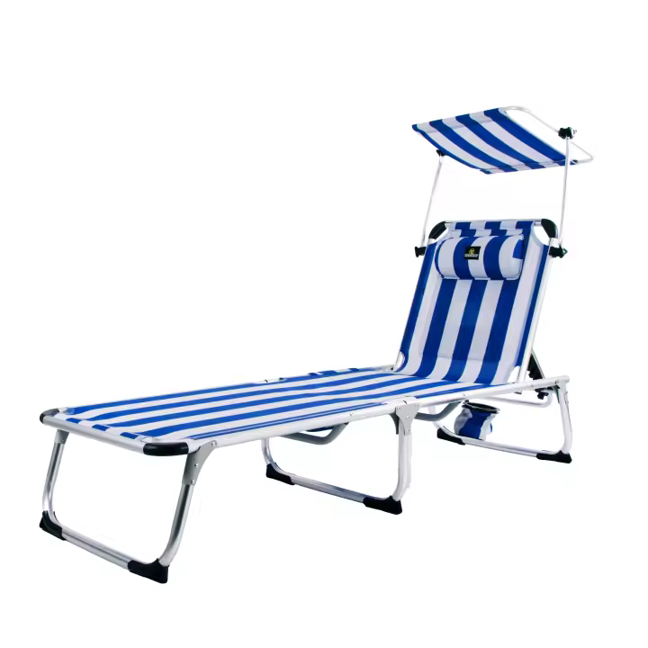 Tumbona ARENA 1004 (Marinera) - Tumbona de Playa con TOLDO, Plegable y reclinable. 4 Posiciones - CREVICOSTA QUALITY MARK MARCAS DE CALIDAD - 1