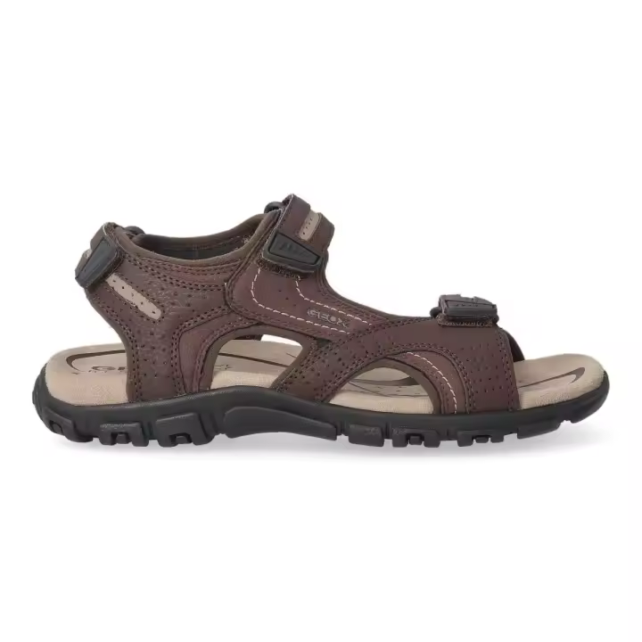 Geox - Sandalias californianas Strada para hombre de piel sintética transpirable con suela de goma y cierre de velcro ajustable - 1