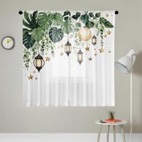Valance De Ventana Decorativo Estilo Pastoral Con Patrón De Planta 2 Piezas Malla Translúcida Para Decoración De Sala De Estar Y Dormitorio - details 5