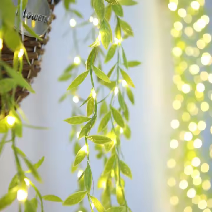 Curtain Lamp De Hierro Fundido Imitación Hoja Con Aluminio Y Pilas Incluidas Luz Decorativa Siempre Encendida Para Fiestas Y Decoración Del Hogar - 1