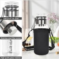 Botella de Vidrio Borosilicato 1L con Funda de Neopreno – Reutilizable, sin BPA – Para Gimnasio, Oficina, Escuela, Agua y Bebidas Deportivas - details 0