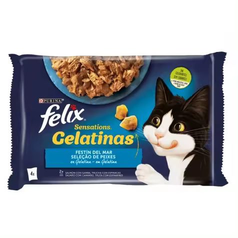 Felix Sensations Selección De Pescados En Gelatina Para Gatos 4 X 85 Gr - 1