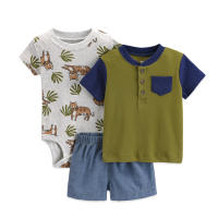 Nueva ropa infantil de verano para niños, bebés y niños pequeños, pantalones cortos de manga corta, camisetas, trajes de tres piezas. - details 32
