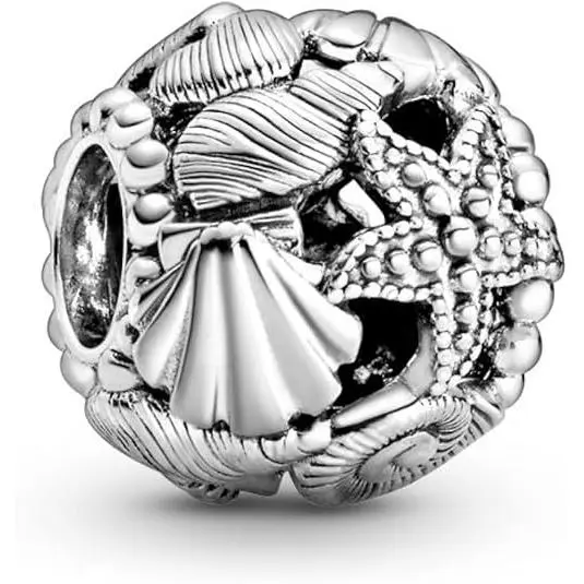Charm Pandora de estrella de mar, conchas y corazones calados - Compatible con pulseras Moments - Joyería para mujer，Incluye Caja Original - 1