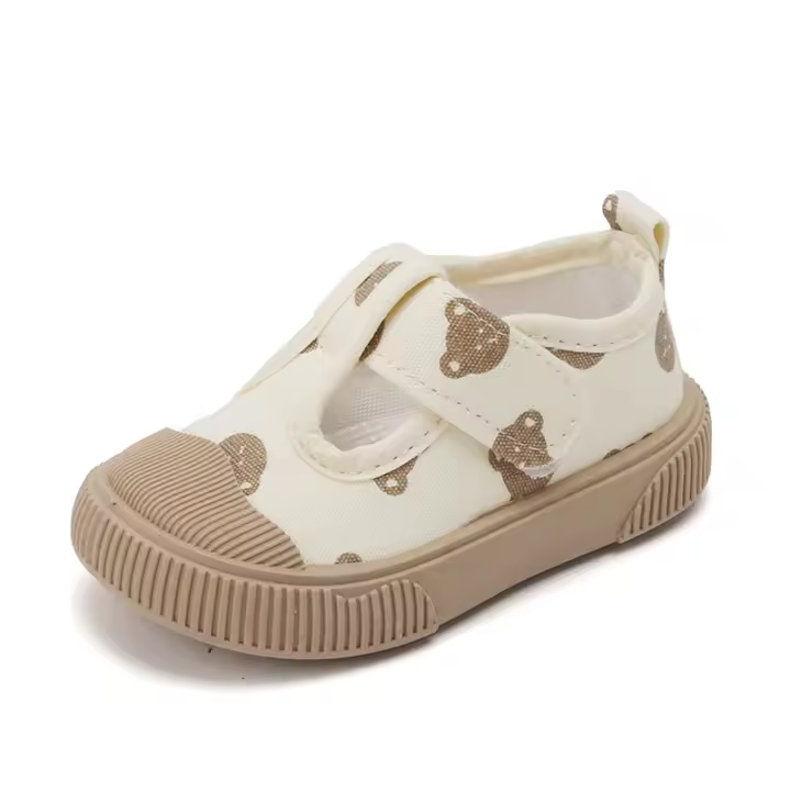 Zapatos Casuales Para Niños Y Niñas Con Bocón Cuadrado Dibujo Animado Suela Suave Primavera Zapato Pequeño De Niños TPR Suela Zapatillas De Lona - 1