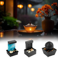 Fuente De Mesa Con Luz Mini Fuente De Agua Interior Para Decoración De Oficina Y Hogar Ornamento Zen De Meditación Material Plástico - details 0