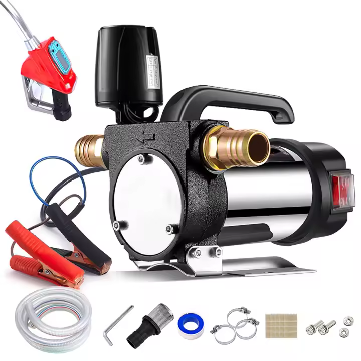 Bomba de transferencia de combustible de 12V/24V/220V para queroseno diésel, bomba autocebante de 990W, detener automáticamente el dispensador de combustible de bomba de aceite eléctrica - 1