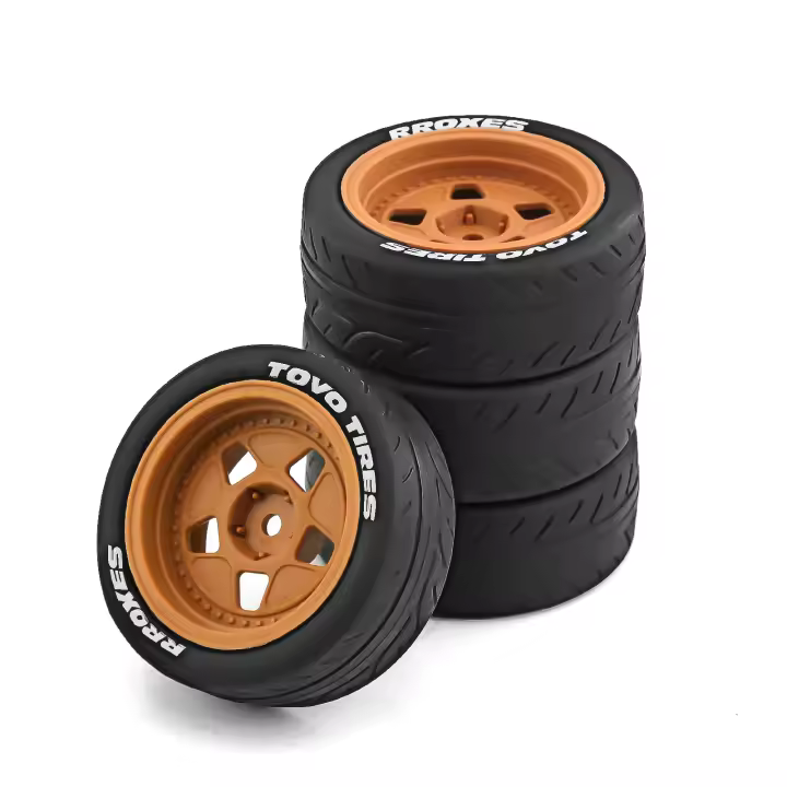 4pcs Neumáticos De Goma 68mm Para Coche RC De Carreras 1/10 Con Eje Hexagonal De 12mm Piezas De Mejora Para Tamiya TT01 TT01E TT02 TT02B TA06 XV01 XV02 PTG-2 - 1
