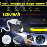 Linterna Frontal LED Con Sensor Rechargeable USB 1-20 Pack Batería Integrada Para Camping Pesca Y Actividades Al Aire Libre Impermeable Con Modos De Luz Diversos - details 3