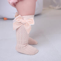 Calcetines De Pierna Alta Para Bebés Niñas Otoño Invierno Algodón Con Gran Lazo Calcetines Calientes Solids Para Niñas De 0 a 5 Años - details 1