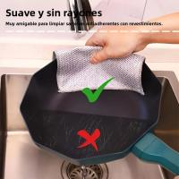 10pcs Paño De Limpieza Mágica Doble Cara Aumentada Con Alambre De Acero Para Cocina Limpieza De Ollas Y Platos Herramientas De Limpieza - details 5