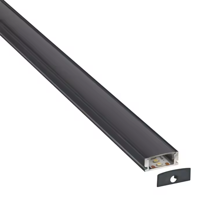 LEDBOX KIT - Perfil aluminio LOX para tiras LED, 2 metros, negro. Perfiles para tiras LED, Perfiles de superficie - 1