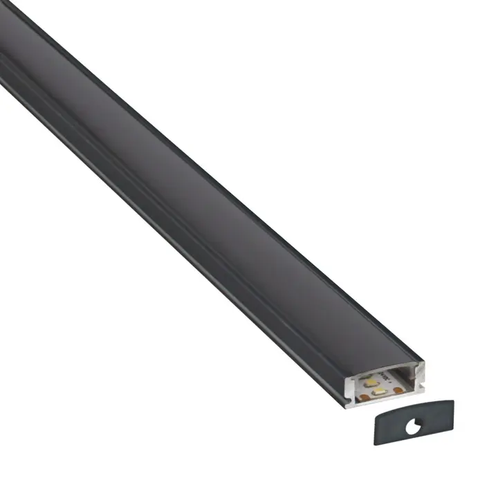 LEDBOX KIT - Perfil aluminio LOX para tiras LED, 2 metros, negro. Perfiles para tiras LED, Perfiles de superficie - 1