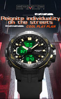 Reloj Deportivo Para Hombre SANDA Marca Popular Dual Pantalla Electrónica Multifuncional Impermeable LED Con Alarmas Y Cronógrafo - details 0
