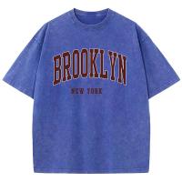 Camiseta De Algodón Cómoda Para Hombre Con Impresión De Letras De Brooklyn New York Cuello Redondo Estilo Hip Hop Suelta Y Cómoda Para Todo El Año - details 9