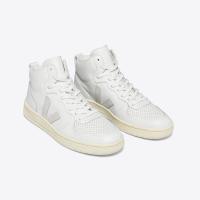 VEJA V-15 Leather White – Zapatillas altas de piel blancas - details 1
