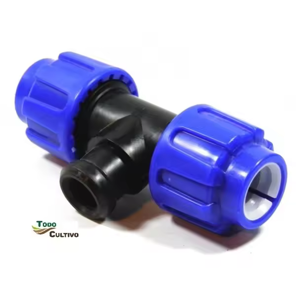 Te rosca hembra 20 mm. Te 3 bocas iguales fabricado en polietileno para manguera-manguera-manguera  Producto de alta calidad con certificado Aenor Pn 16.  Montaje rápido. - 1