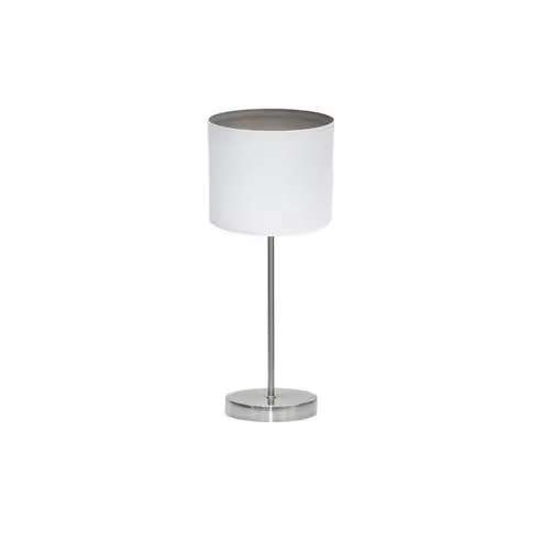 FABRILAMP Lámpara de Mesa Sobremesa Tatiana 1xe14 Niquel/blanco-madera Gris 42x17x17 Cm - Elegante Diseño - 1