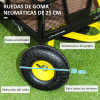Outsunny Carro de Jardín Basculante Carga 200 kg Carro para Playa con Paneles Laterales Desmontables Mango Giratorio de 180° y 4 Ruedas Neumáticas Grandes de Goma Negro y Amarillo - details 3