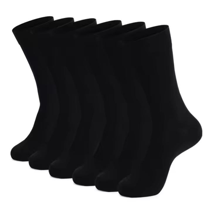 6 Pares De Calcetines De Encaje Para Hombre Talla Grande Negro Calidad Superior Algodón Transpirable Y Cómodo Para Ropa Casual - 1