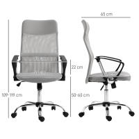 HOMCOM Silla de Oficina de Malla Silla de Escritorio Giratoria con Altura Ajustable Función de Basculante Respaldo y Asiento Transpirable Carga 120 kg para Estudio Gris Claro - details 2