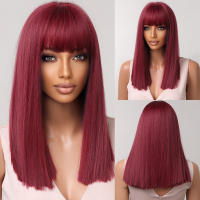 Pelucas Sintéticas Cortas Y Rectas Para Mujeres De Color Rubio a Marrón Ombre Con Flequillo Peluca Bob Resistente Al Calor Para Cosplay Diario Y Fiestas Falso Cabello Tamaño Promedio - details 20
