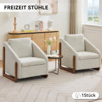 Silla, Silla decorative para Salón, Silla de Ocio, Modern Silla, with Reposabrazos de Madera, with paño, canvas de chenilla beige, 73,5*73,5*73,5 cm, 1 Juego - details 4