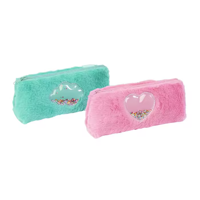 VIQUEL PORTATODO SIMPLE TRIANGULAR PELUCHE CORAZON BRILLO SURT. GLITTERY - 1